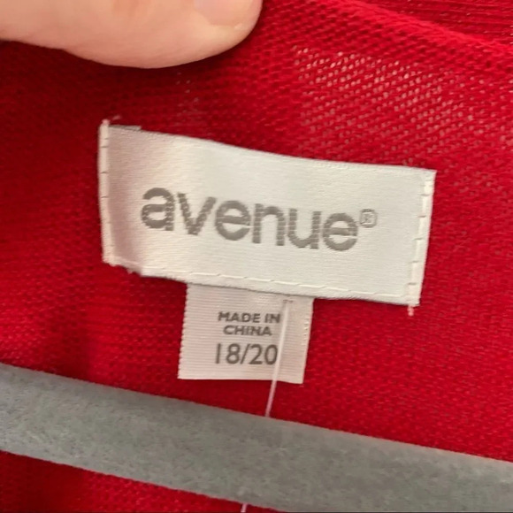 Avenue Bright Red Cardigan Sweater Size 18/20 Sparkles Rhinestones New - Picture 4 of 8